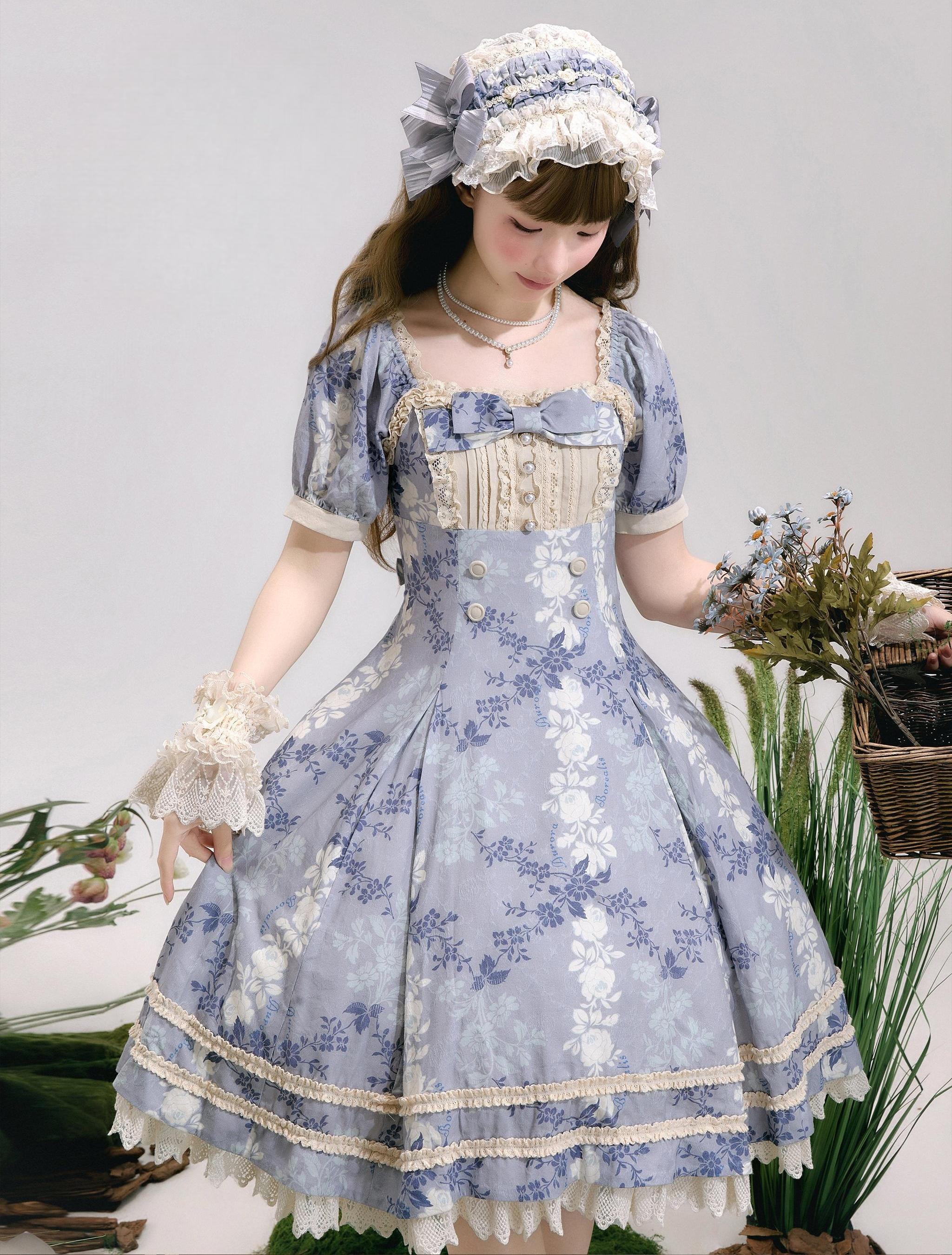 When flowers bloom - Classic Lolita Printed Dress, Ruffles & Bow 45181:838914