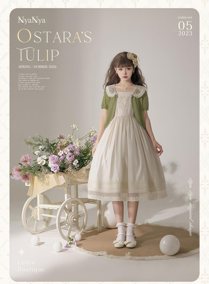 NyaNya - OSTARA'S TULIP - Peter Pan Collar Lolita Cardigan, Tulip Embroidery