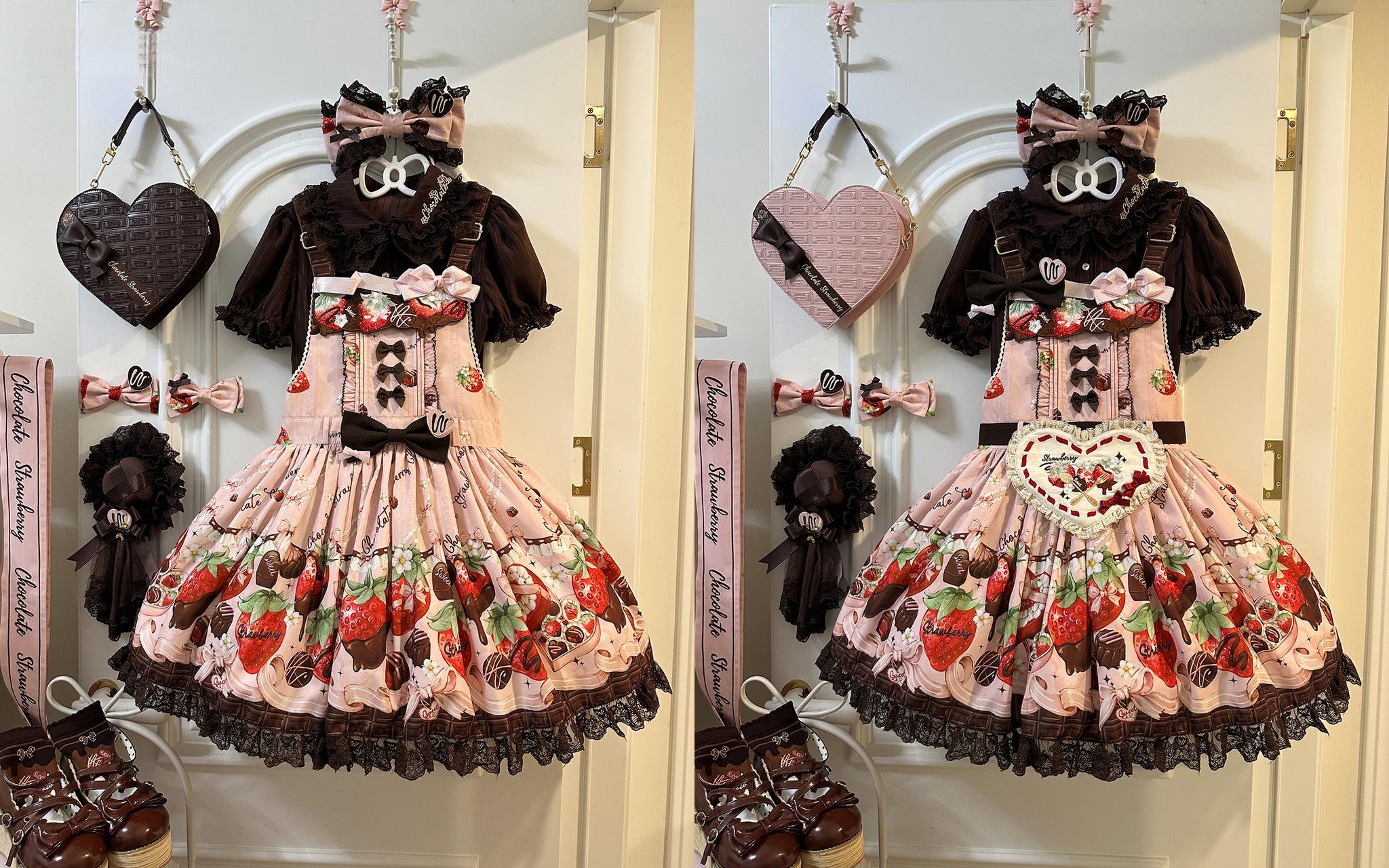 Strawberry Chocolate Lovers - Sweet Lolita Embroidered Printed Accessory