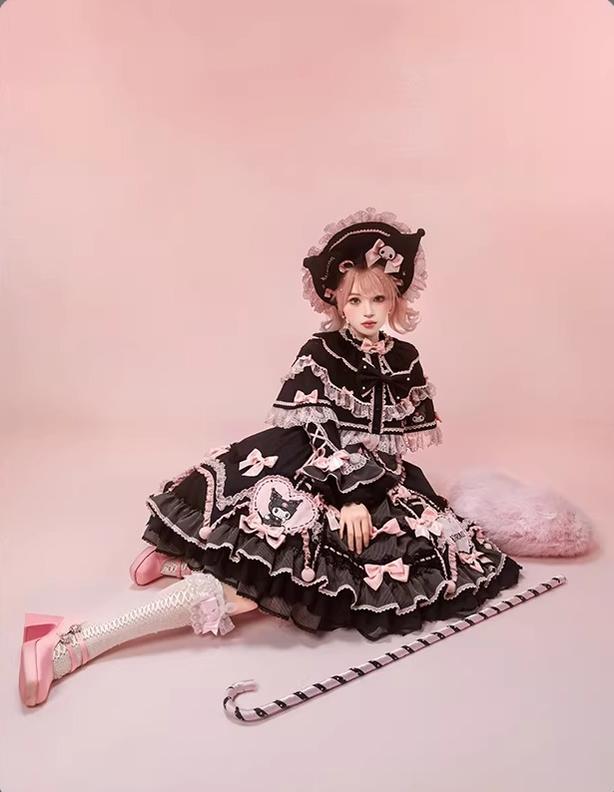IP Collaboration Sweet Lolita JSK Dress Set,Kuromi Details