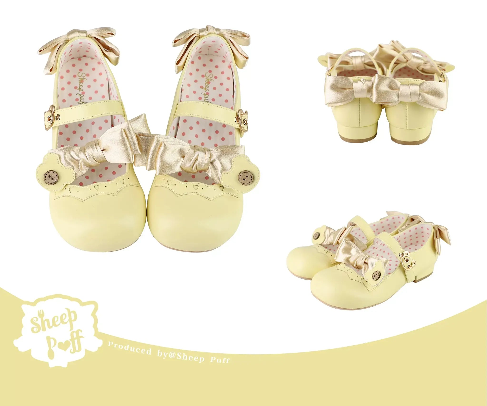 Bear Room - Sweet Lolita Shoes Double Bow Round Toe Flat Shoes