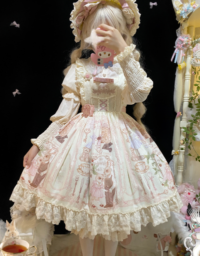 3 Puppets~Elegant Lolita Bear Embroidery Mutton Sleeve Blouse   