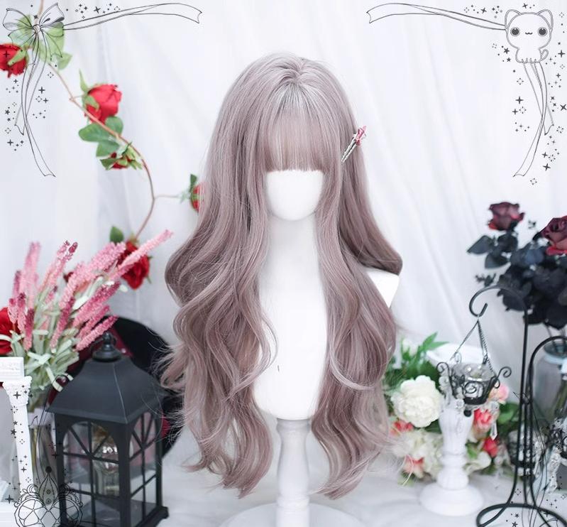 Dalao Home~Yunyi~Grey-purple Lolita Wig Sweet Long Curls Wig Grey-purple wig (with hair net)  