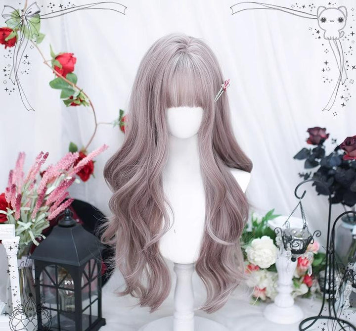 Dalao Home~Yunyi~Grey-purple Lolita Wig Sweet Long Curls Wig Grey-purple wig (with hair net)  