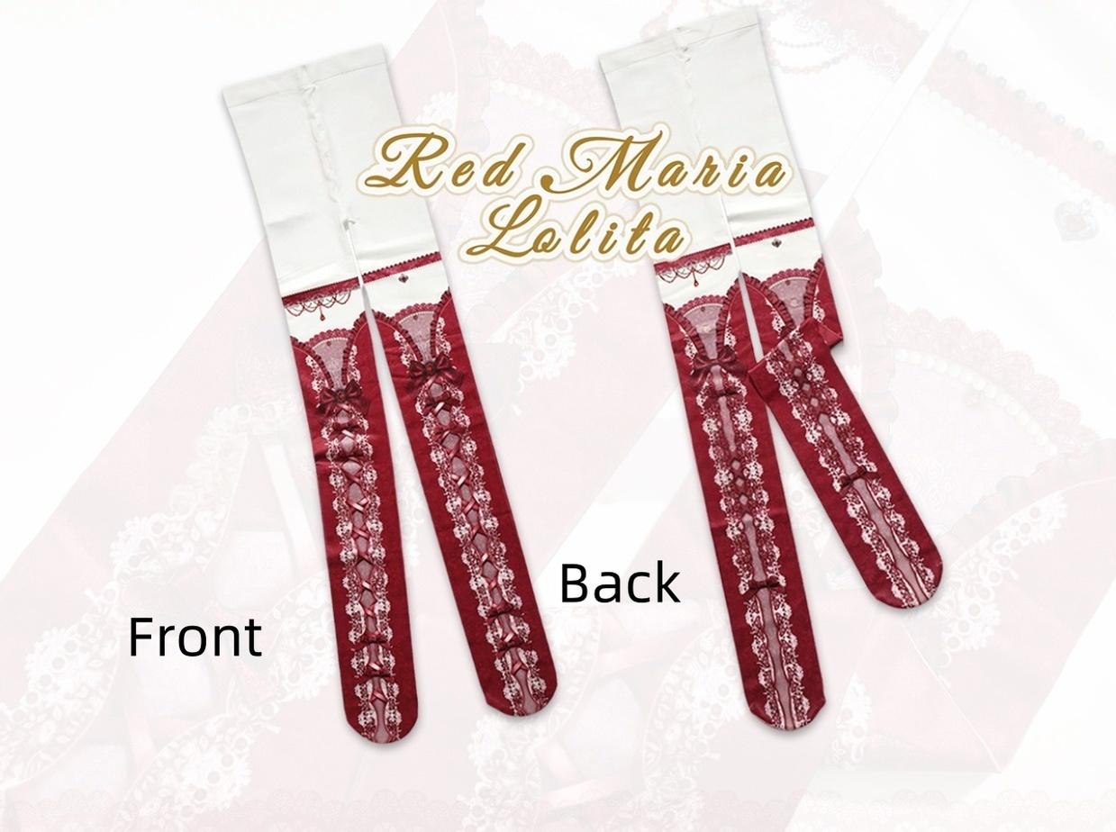 Red Maria - Printed Lolita Pantyhose, Multiple Colors