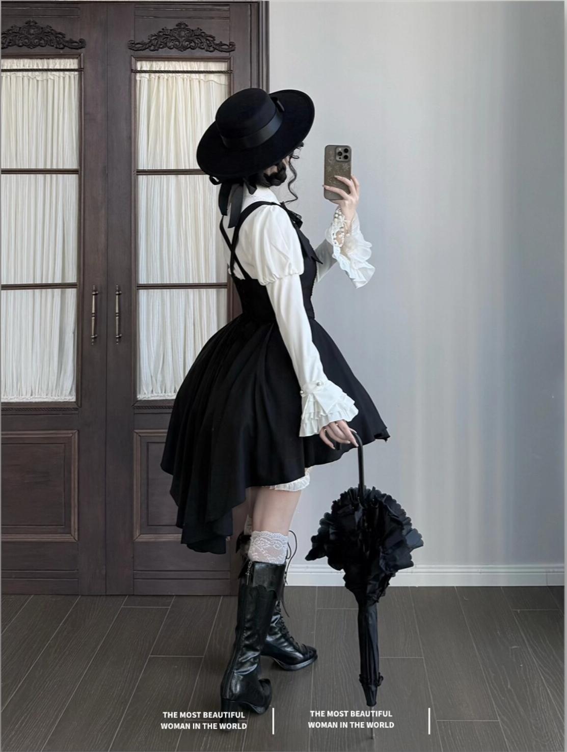 Bat Guardian - Halloween Gothic Lolita JSK Dress Set, Bat Wing Collar 46028:872909
