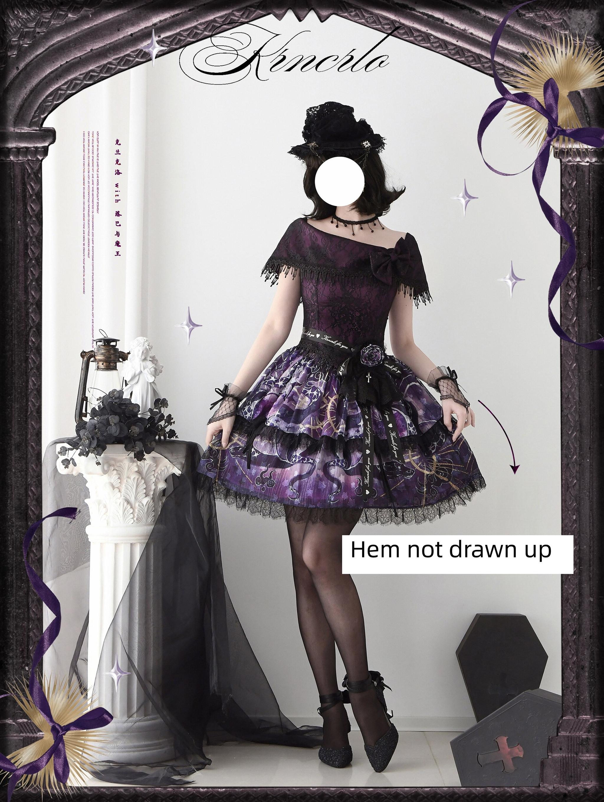 Laocoon - Gothic Lolita SK Suit With Purple Snake & Apple Print