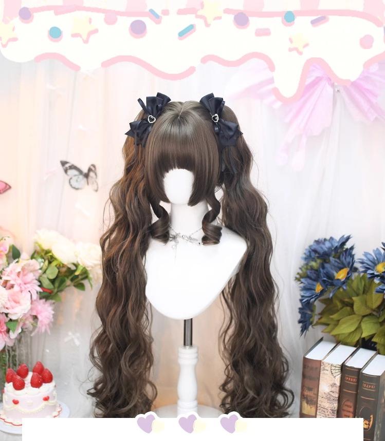 Dalao Home~Curly Lolita Wig Double Ponytails Natural Wig