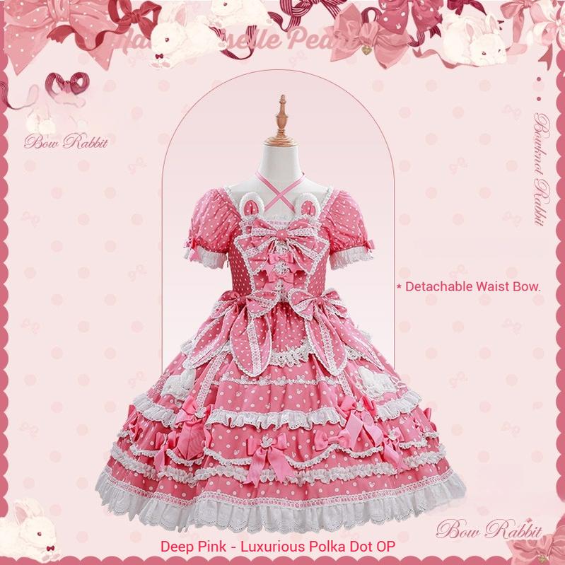 Mademoiselle Pearl~Bow Rabbit~IP Collab Sweet Lolita OP in Multiple Styles (L M S XL XS) 43054:764032