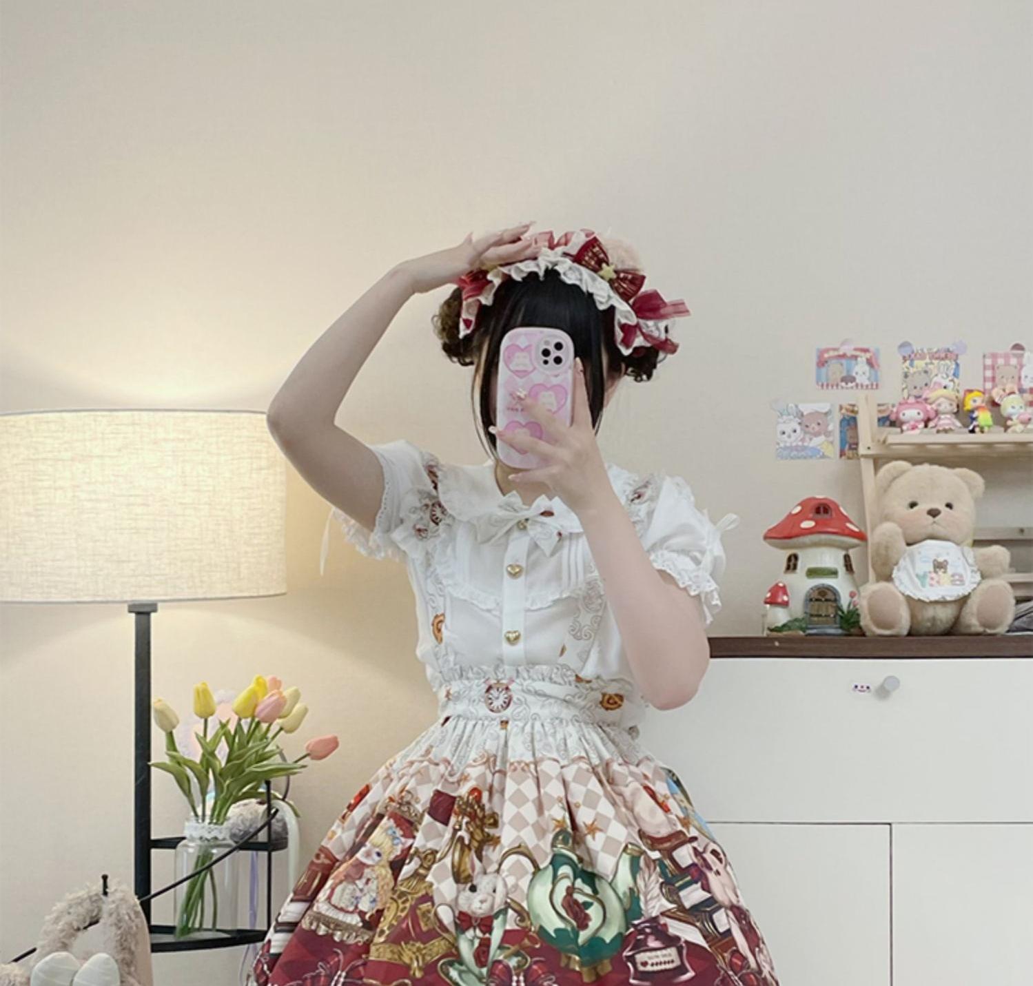 Ocelot - Crown Bear - Kawaii Lolita SK Daily Chiffon Skirt