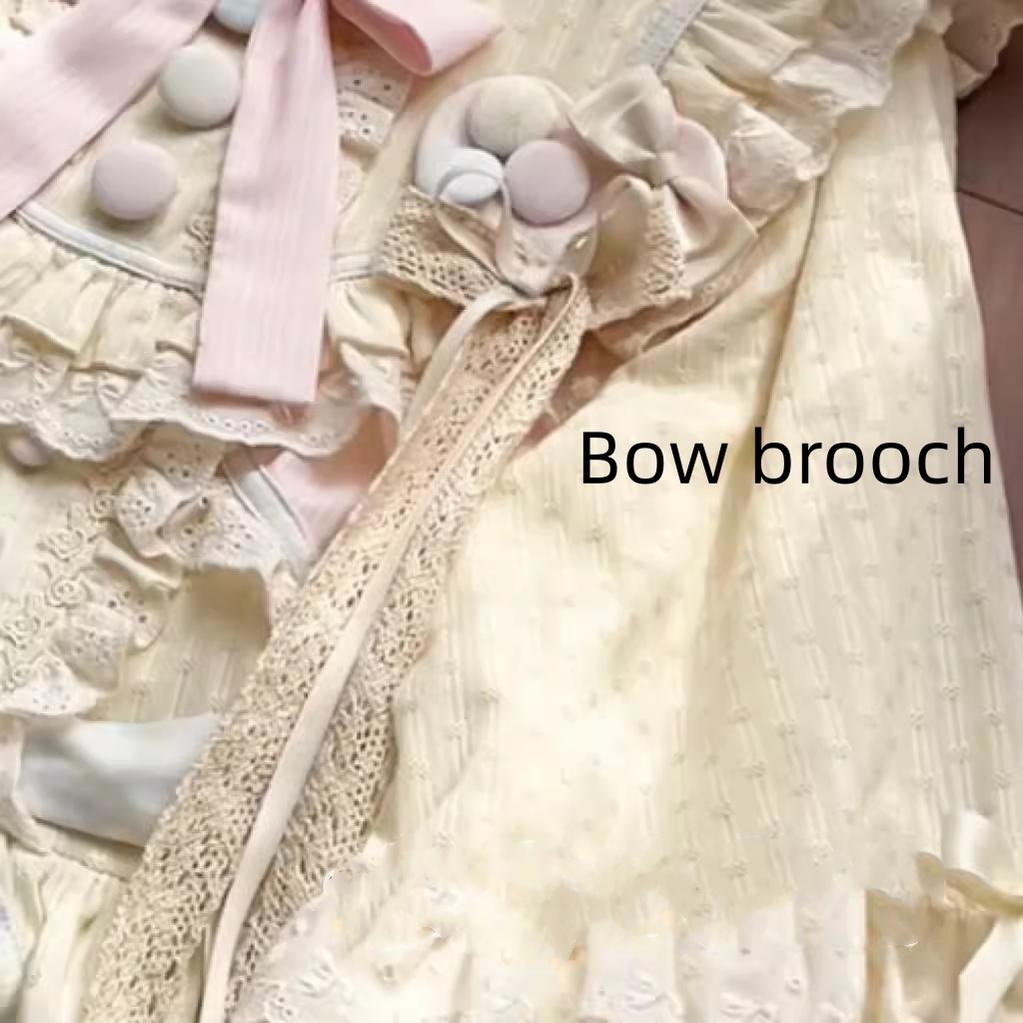 Uncle Wall Original~Sleep Macaron~Sweet Lolita OP Dress Solid Color Dress S Butterfly bow brooch 