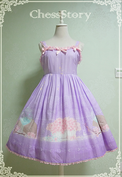Chess Story~Peach blossom And Snow~Sweet Lolita JSK Dress S light purple 