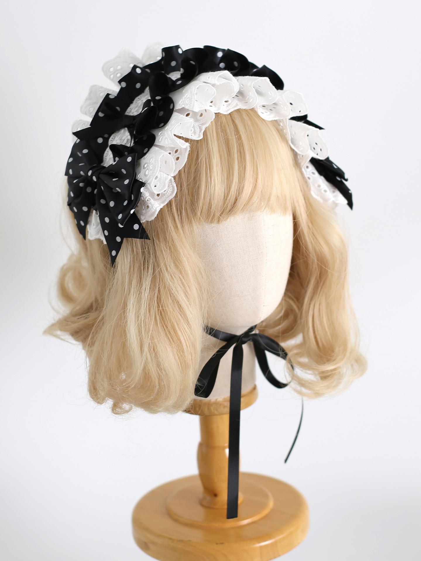 Xiaogui - Polka Dot Lolita Headdress, Detachable Bunny Ear (Headband) 44136:796632