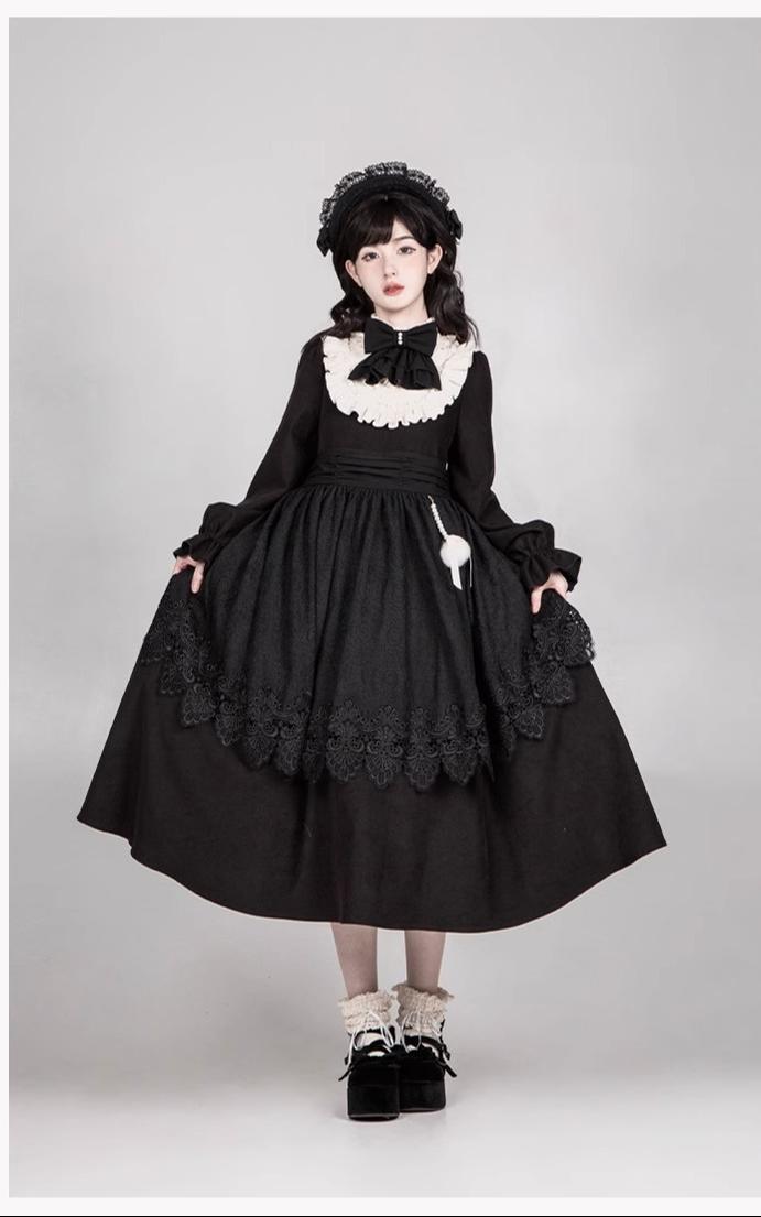 With PUJI~Twilight Choir~Twin Lolita OP Suit Loose Version Dress with Apron 41704:712524