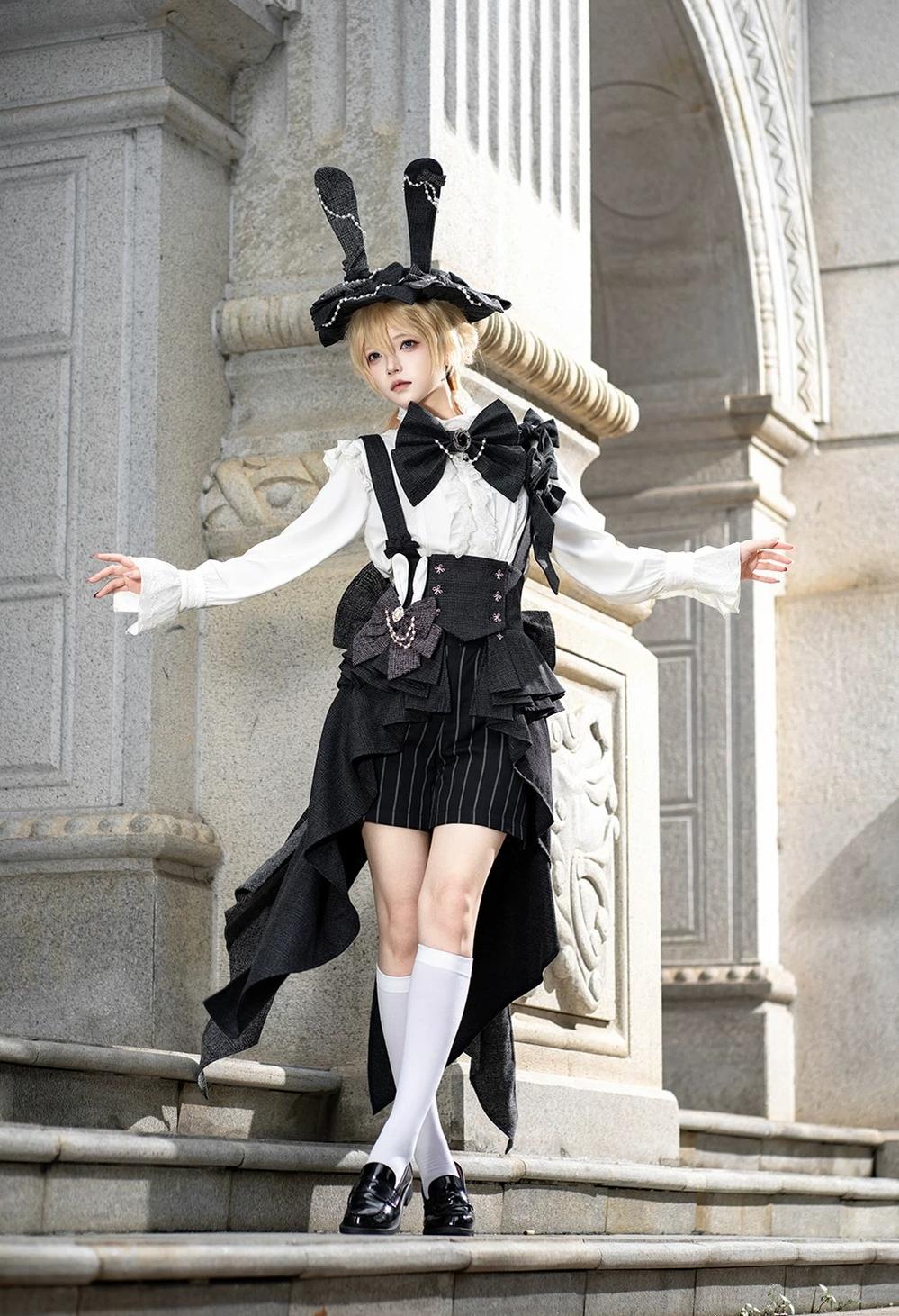 Rabbit Theater - Ouji Lolita Blouse and Waistband Set, Suspender-style 45982:870562