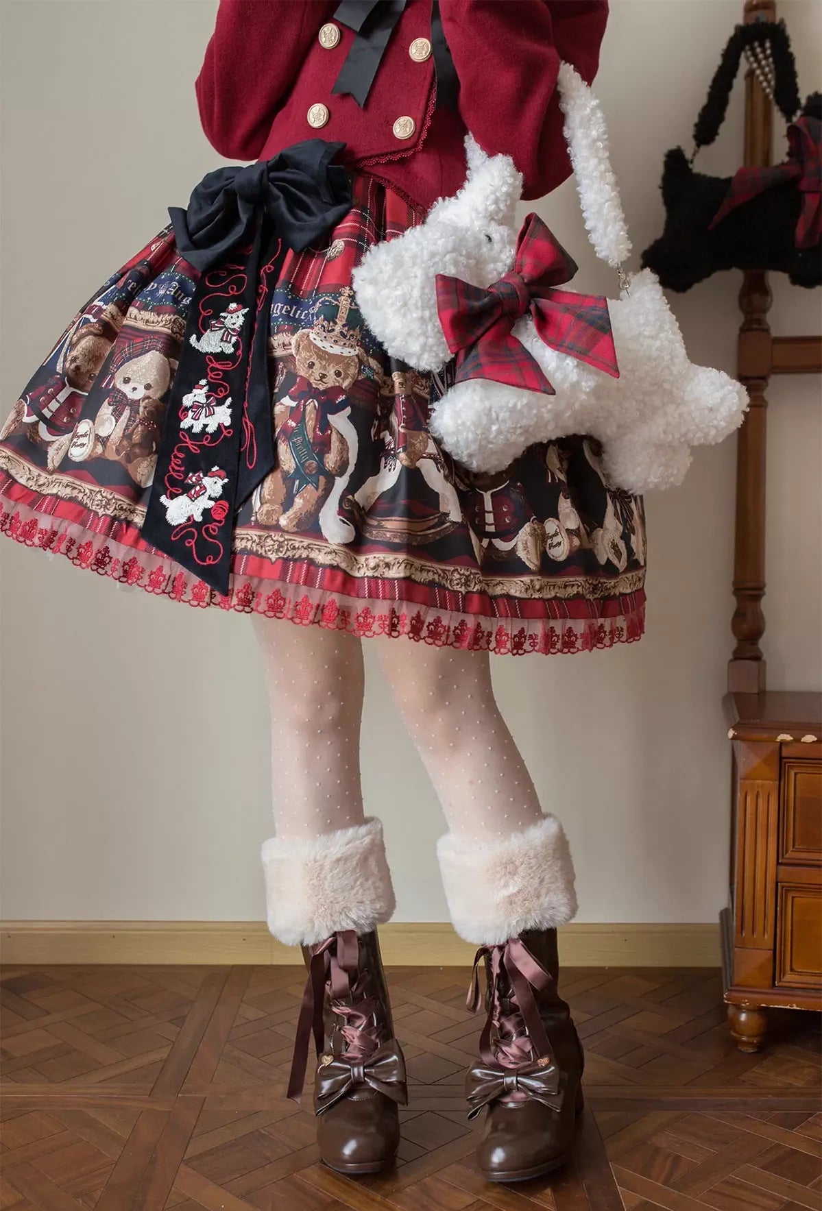 Sheep Puff - Snowy Mochi - Kawaii Lolita Winter Boots, Detachable Fur Trim 43995:791506