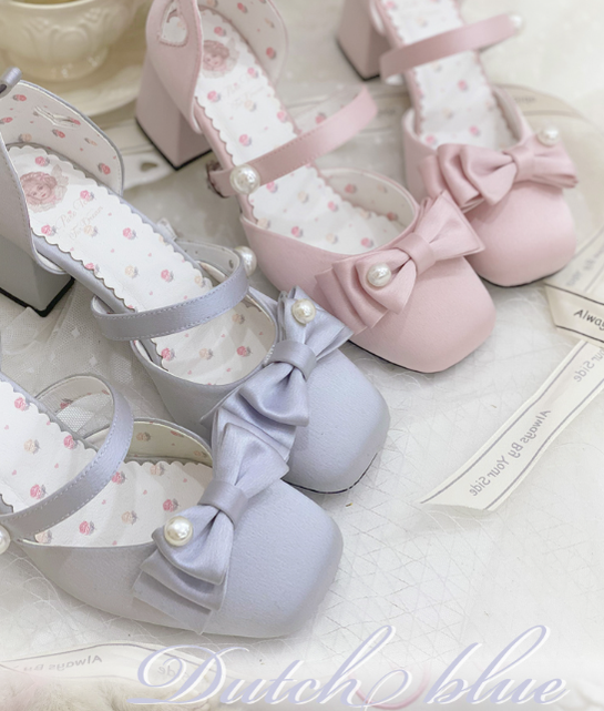 Pure Tea For Dream~Elegant Lolita Satin Mid Heel Shoes   