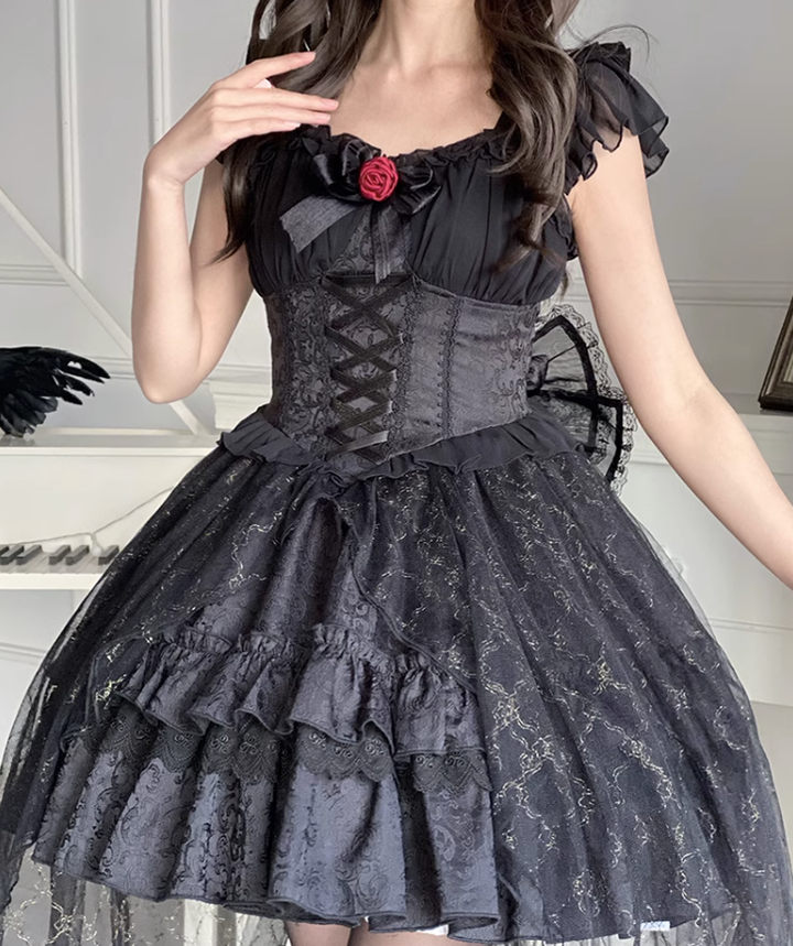 Your Princess~Gothic Lolita Black A-shaped OP   