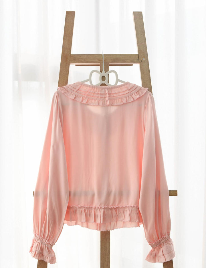 MIST~Wine Drunk Rose~Sweet Cotton Lolita Blouse with Ruffles and Pleats