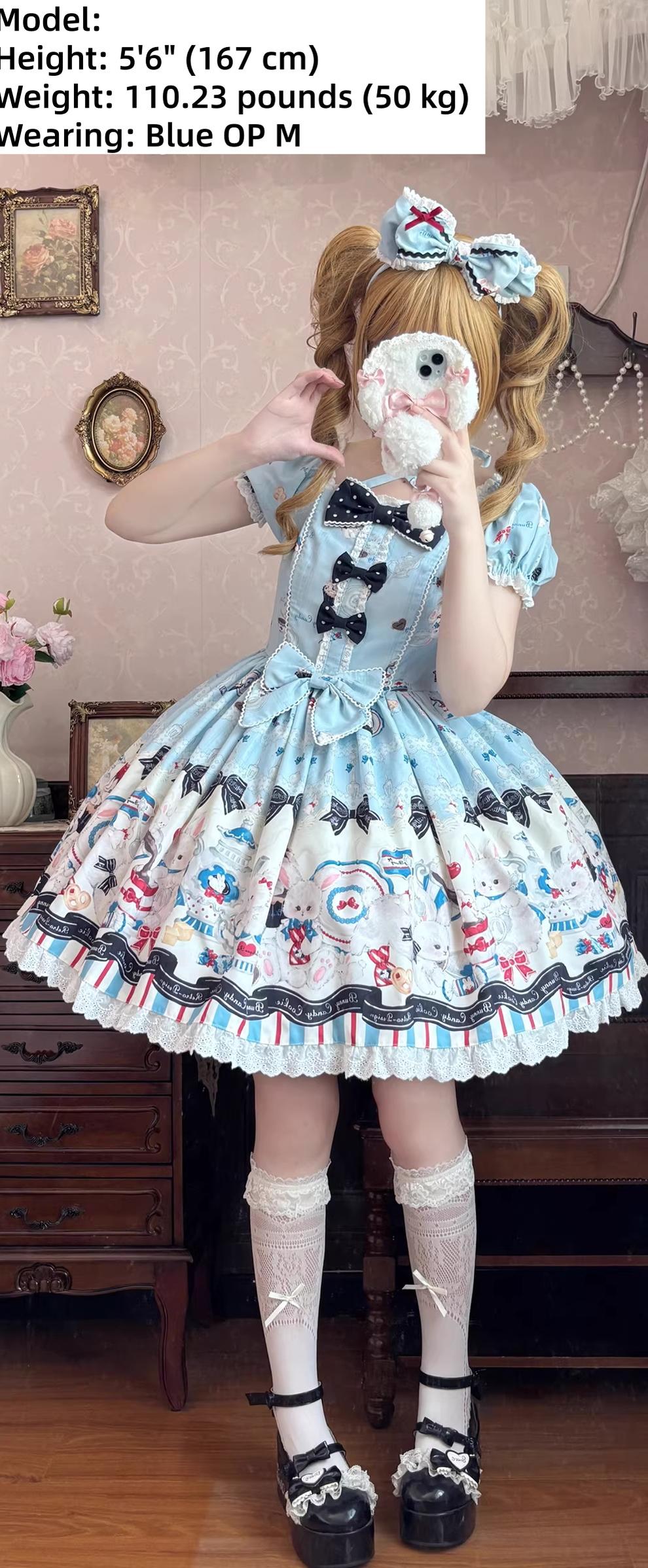 Myth Rabbit Tea Party - Sweet Lolita Dress Set, Bunny Print JSK 44460:809350