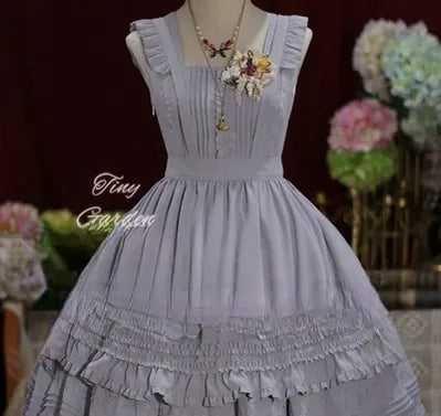 Tiny Garden~Nocturne Reminiscence~Elegant Lolita JSK Dress Multi-Wear Apron Dress Set S Gray-violet-blue apron 