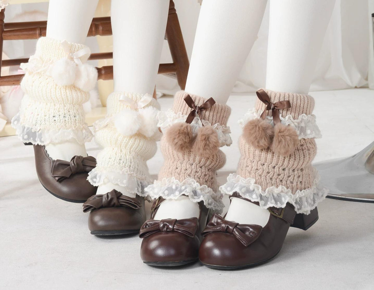 Autumn and Winter Sweet Lolita Leg Warmers, Lace Ruffle & Bow