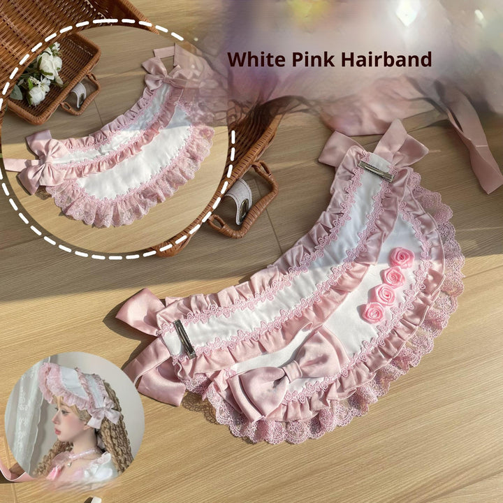 Uncle Wall Original~Stacked~Lolita Accessory Set Hairband Bow Trailing Brooch Choker 41626:707386