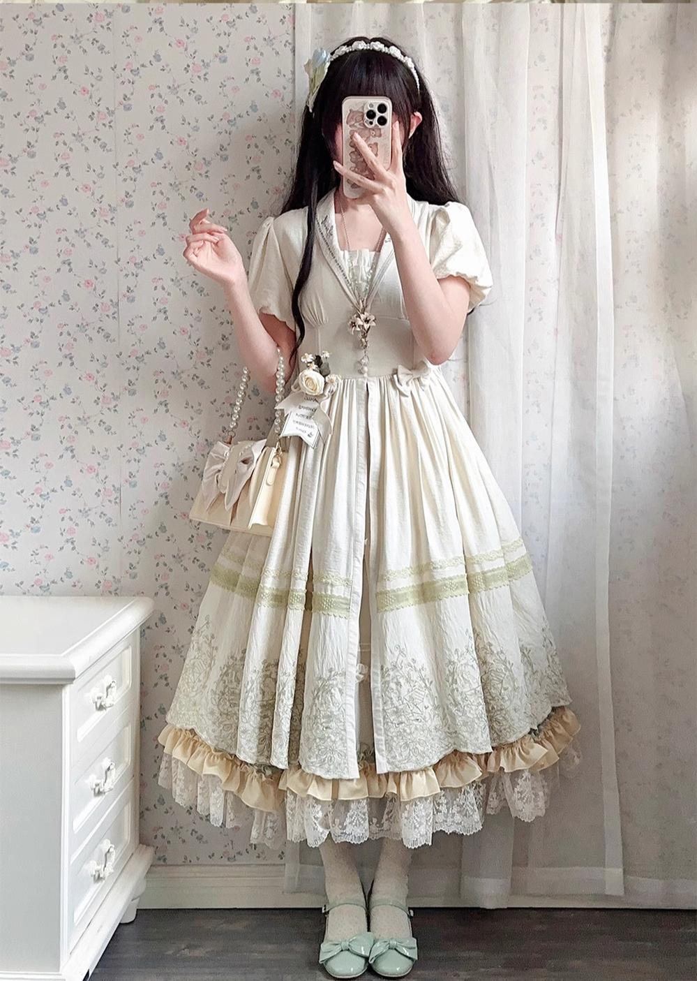 ZJstory~14-line Poem Set~Classic Lolita Separate Dress Set Tiered Ruffles Skirt