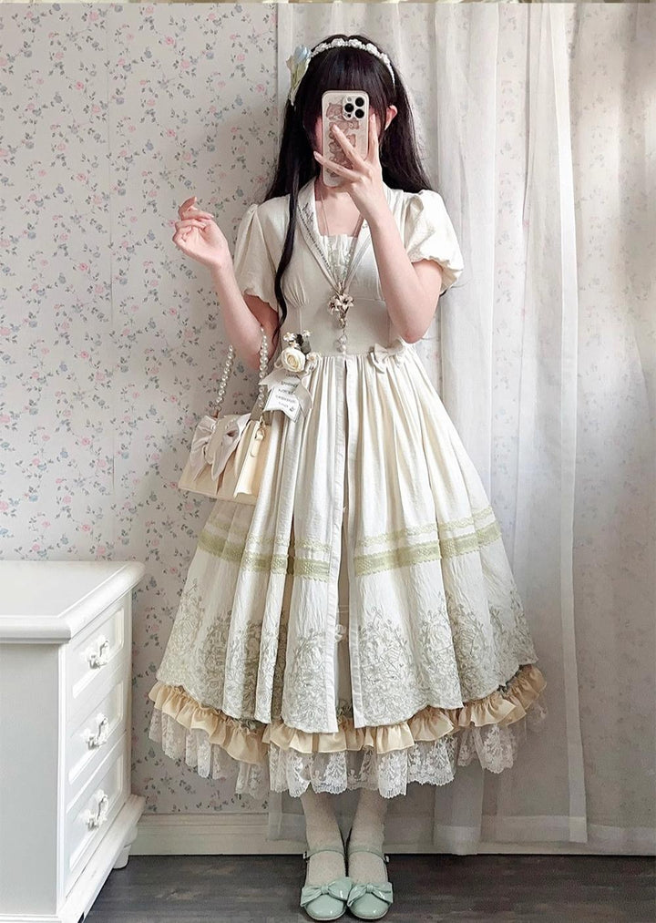 ZJstory~14-line Poem Set~Classic Lolita Separate Dress Set Tiered Ruffles Skirt