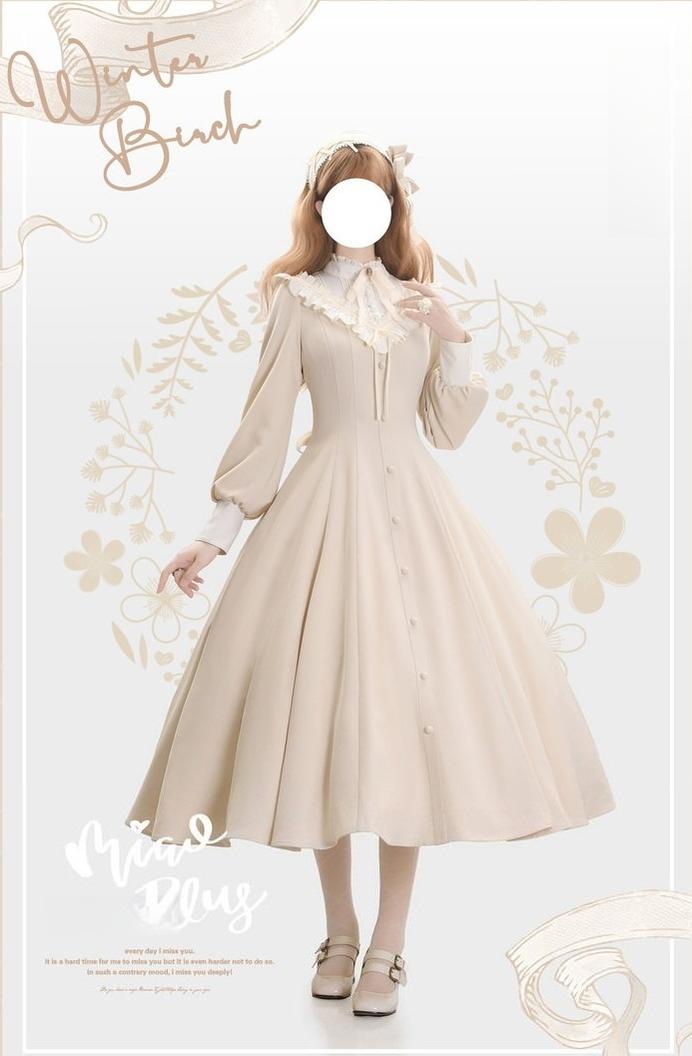 Winter Birch - Classic Lolita Slim Fit OP Dress, Standing Collar