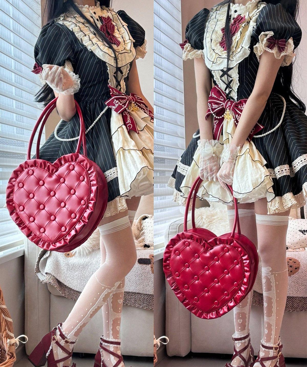 Heart Pillow - Sweet Lolita Heart-shaped Handbag or Shoulder Bag
