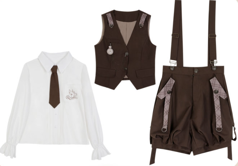 Letters from Unknown Star~Detective Rabbit Kiri~Spring Ouji Lolita Outfits Backpack Pants and Vest (L M S) 12876:159156
