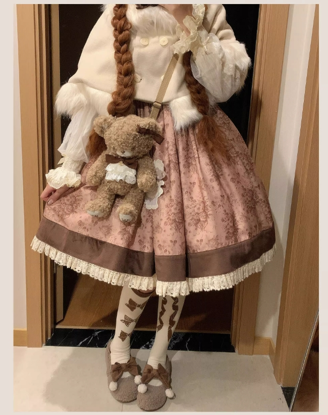 Southern Cross~Walnut Clip Bear~Winter Kawaii Lolita Cape Cute Fur Collar Cloak   