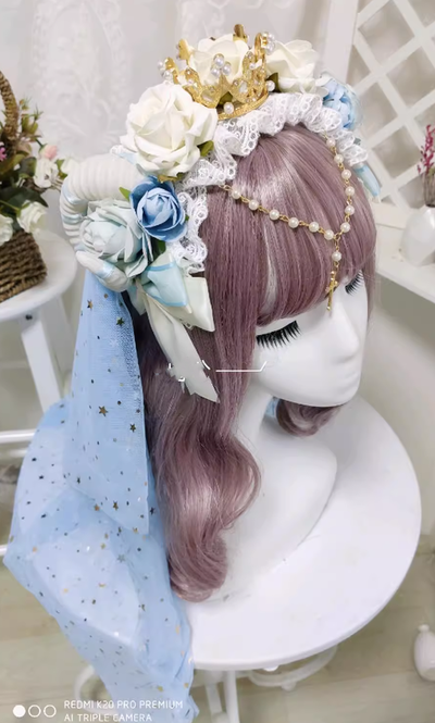 Yu Xixixi~Gothic Lolita Rose Crown KC with Veil Pendant Customized   