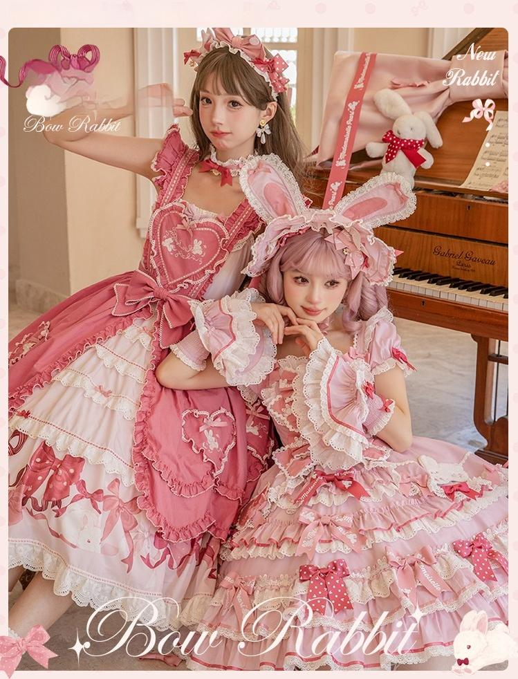 Mademoiselle Pearl~Bow Bunny~IP Collab Sweet Lolita OP Dress Bow JSK OP 38022:578756