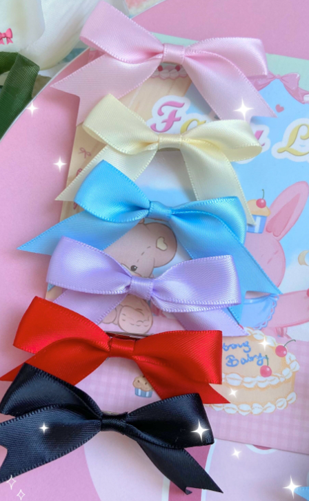 Bear Doll - Kawaii Lolita Bow Brooch and Hair Clip pink brooch