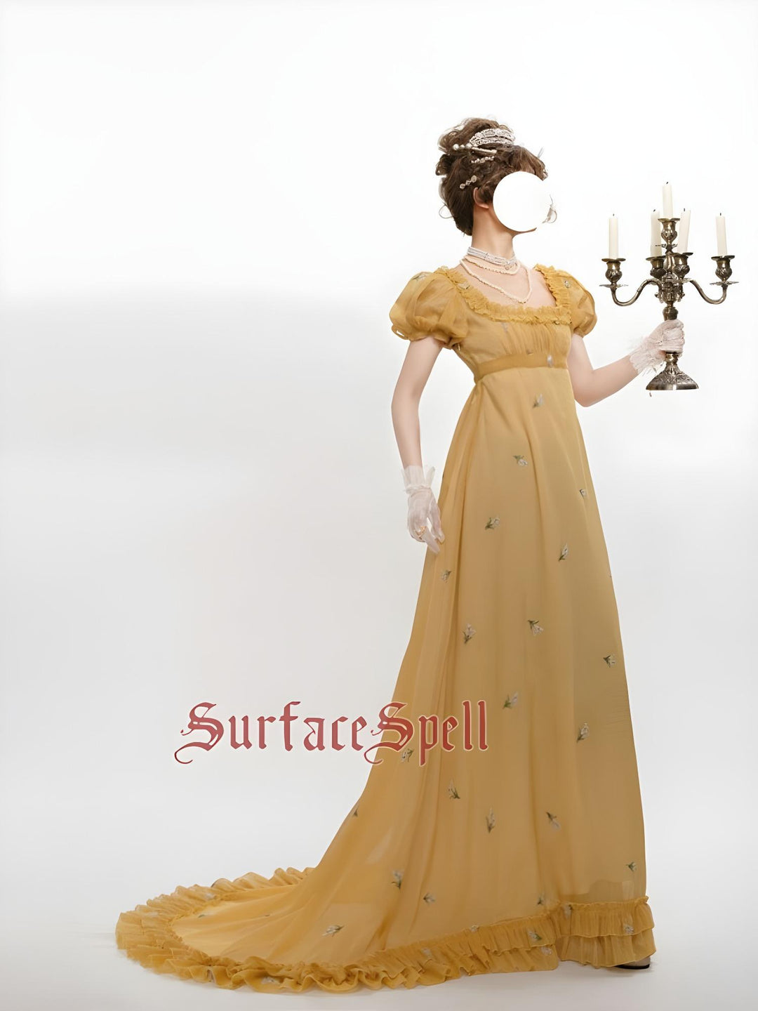 Surface Spell~Spring Rendezvous~Vintage Lolita OP Dress Embroidered Empire Waist Dress   