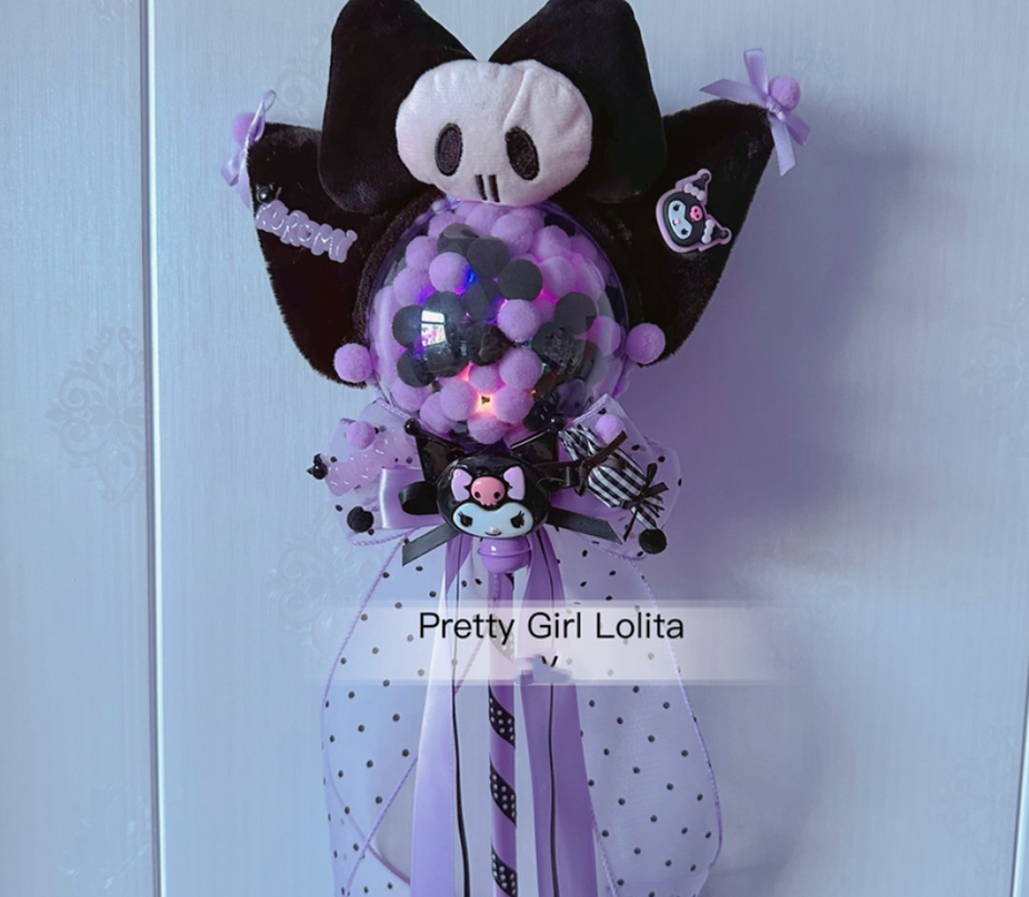 Pretty Girl Lolita - Purple Black Cartoon Kulomi - Kid Lolita Accessory Clips and Cane a glowing canes