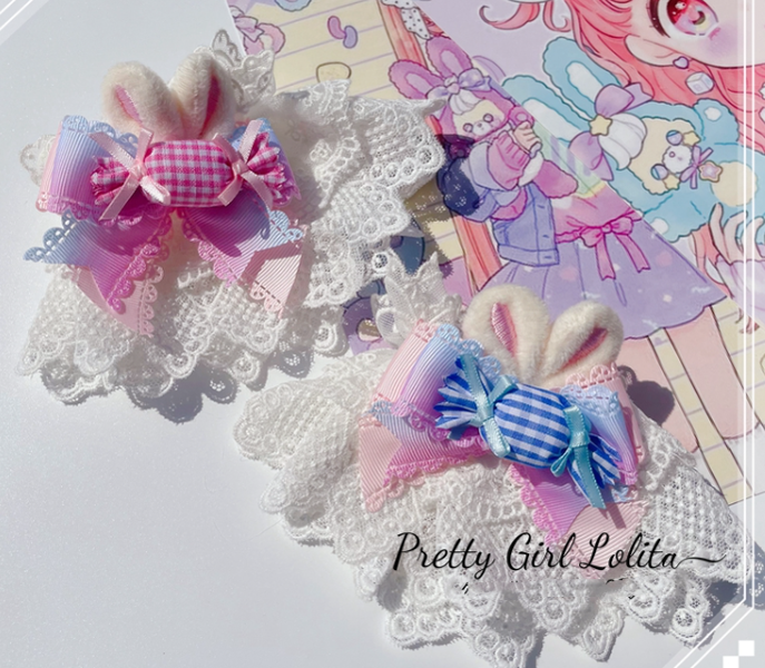 Pretty Girl Lolita~Sweet Lolita Pink-blue Accessories a pair of cuffs  