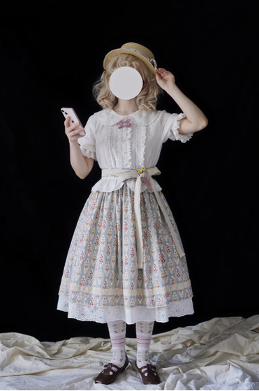 Miss Point~Little Anna~Elegant Lolita Cotton Puff Sleeve Blouse   