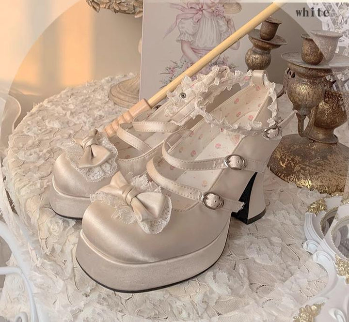 Pure Tea For Dream~Maiden Fairy Tale~Sweet Lolita Lace Shoes Thick Heel Platform Shoes 42089:729346