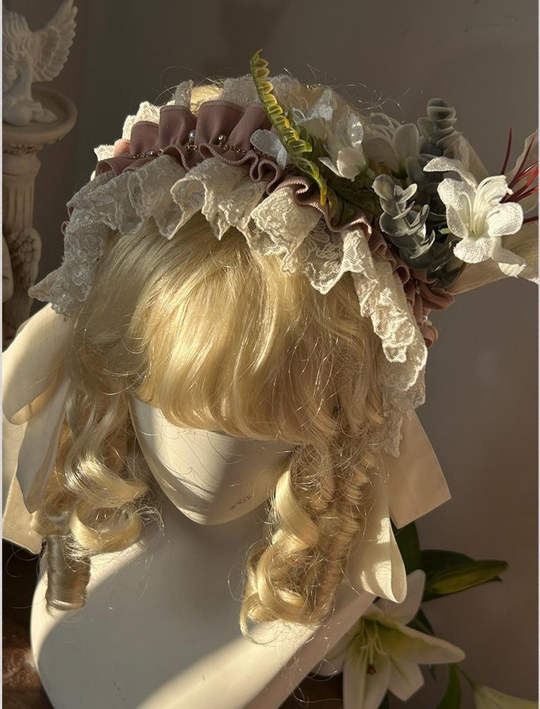 Moon gazing Lily - Classic Lolita Faux Lily Accessories KC Pink