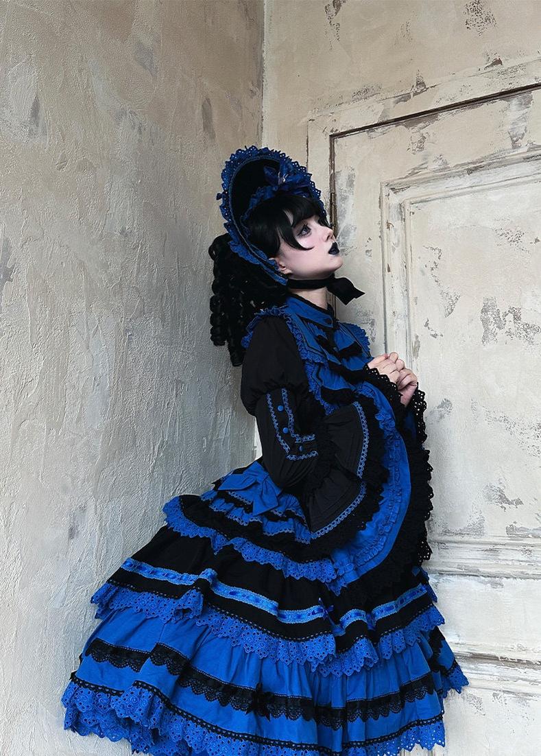 Nightmare - Gothic Lolita Ruffled Blouse and Tiered Skirt Set 45439:852823