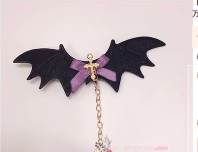 Pearl Rabbit Handmade~Halloween Gothic Lolita Bat Wings Shaped Side Clips purple  