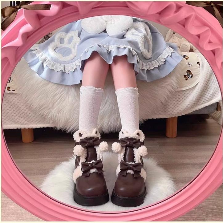 Beauty Bunny~Furry Bear~Winter Cute Lolita Shoes Short Snow Boots   