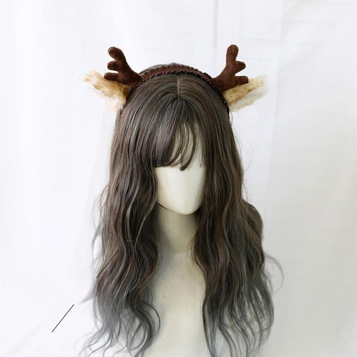 Xiaogui~Christmas Sweet Red Lolita KC Cute Elk Antlers Headwear Brown Antler KC  