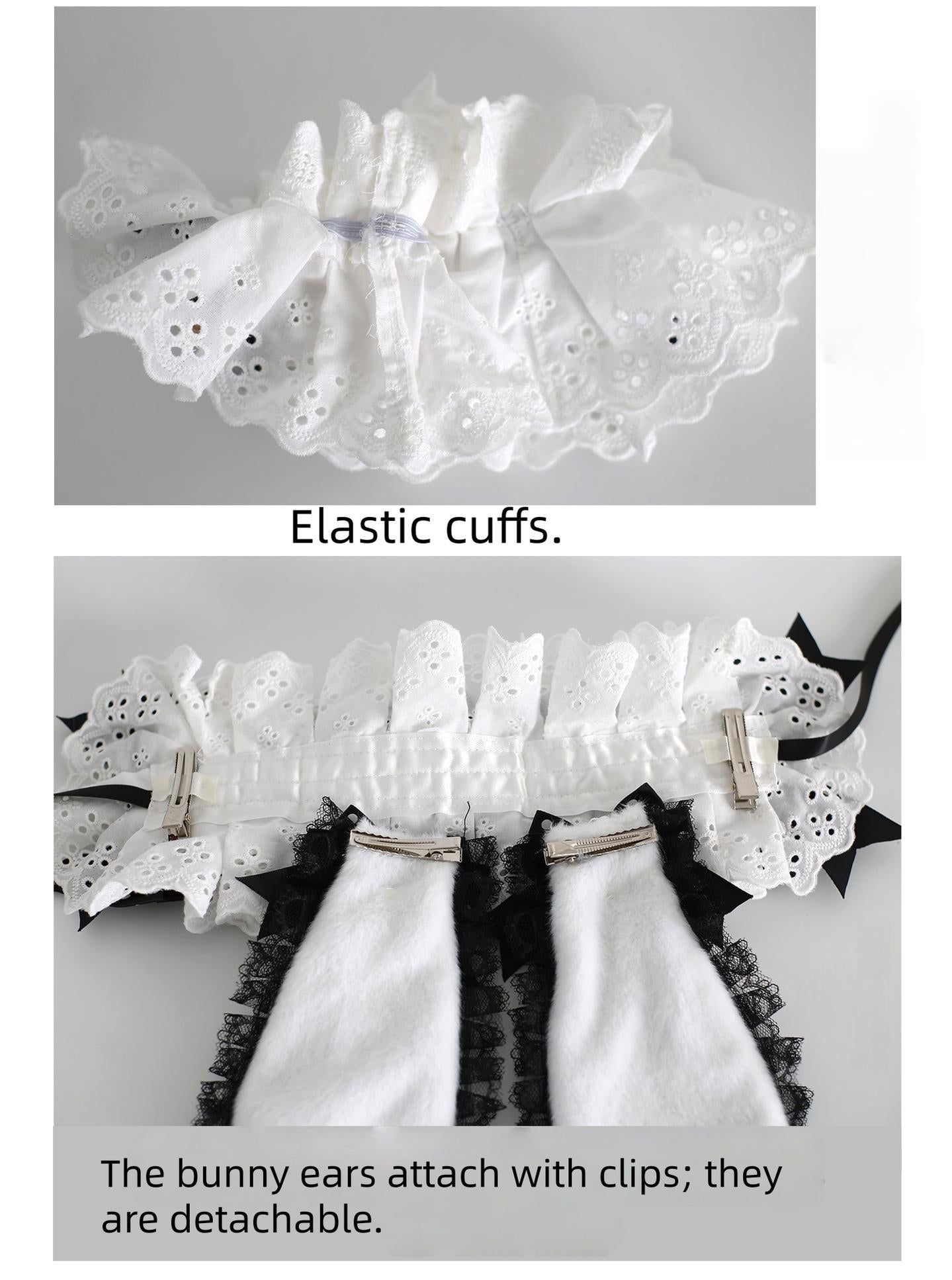 Xiaogui - Polka Dot Lolita Headdress, Detachable Bunny Ear 44136:796636