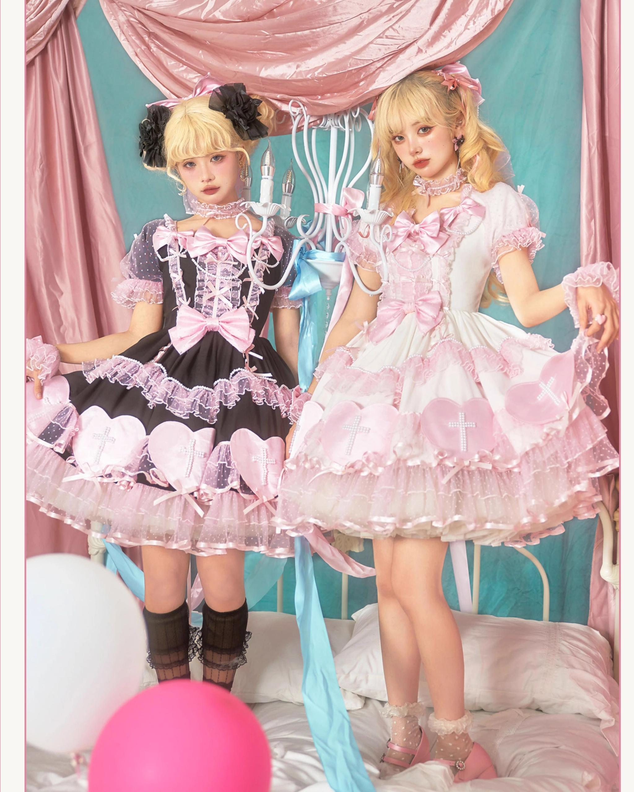 Showa Cross Lovers - Old School Lolita Heart Shaped OP Dress Accessories 39228:617134