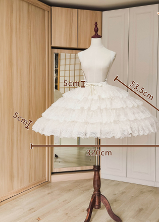 Sentaro~Elegant Lolita A-line Fish-bon Adjustable Tiered Skirt number 2(first-fourth layers)+two storage bags frost sugar plus(plus size) white
