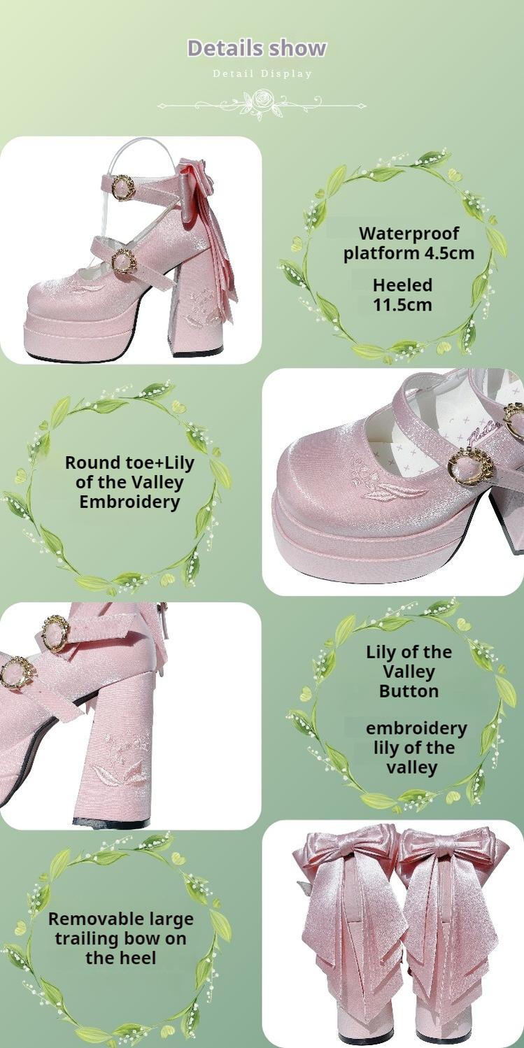 Dreamland - Floating Dream Lily - Elegant Lolita High Heel Shoes, Detachable Bow 39502:622140